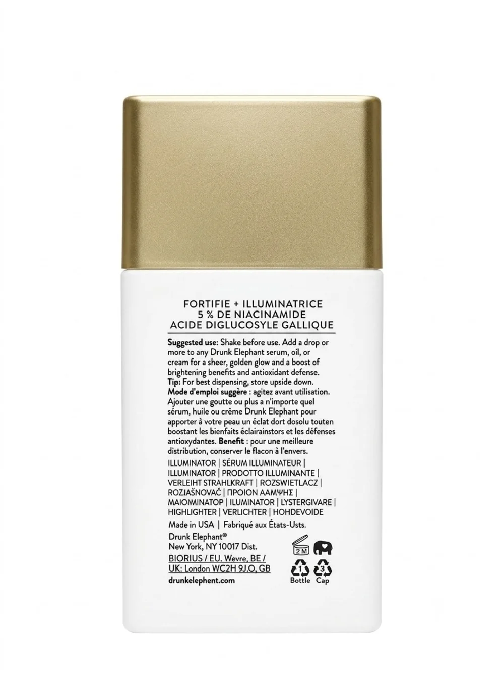 Drunk Elephant B-Goldi Bright Drops - White & Gold Packaging